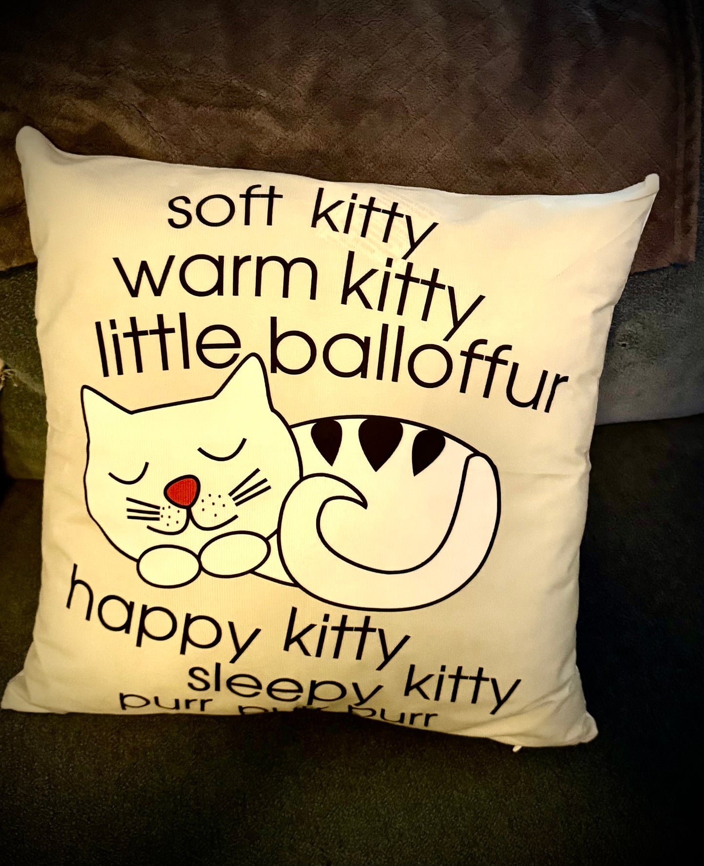 Soft kitty throw pillow cover (cover only)