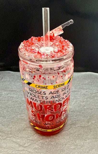 16oz Snowglobe tumbler with decorated top