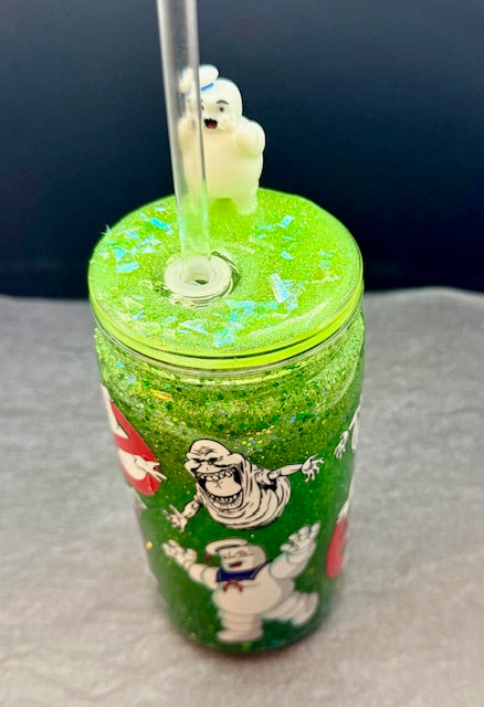 16oz Snowglobe tumbler with decorated top