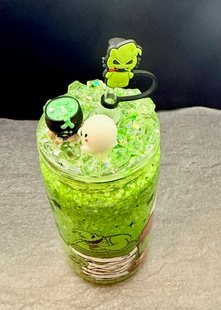 16oz Snowglobe tumbler with decorated top