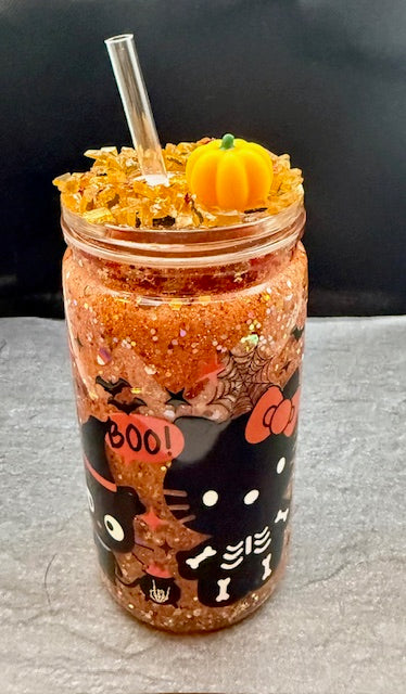 16oz Snowglobe tumbler with decorated top