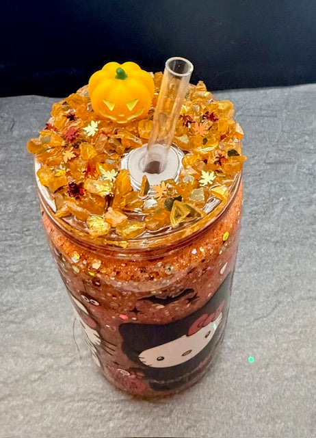 16oz Snowglobe tumbler with decorated top