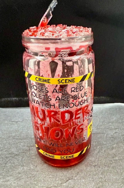 16oz Snowglobe tumbler with decorated top