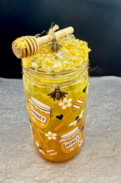 16oz Snowglobe tumbler with decorated top