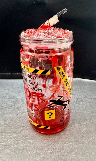 16oz Snowglobe tumbler with decorated top