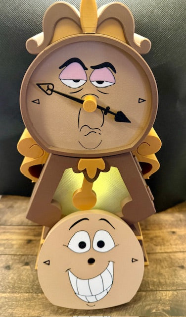 3d printed Cogsworth clock with changeable face plate
